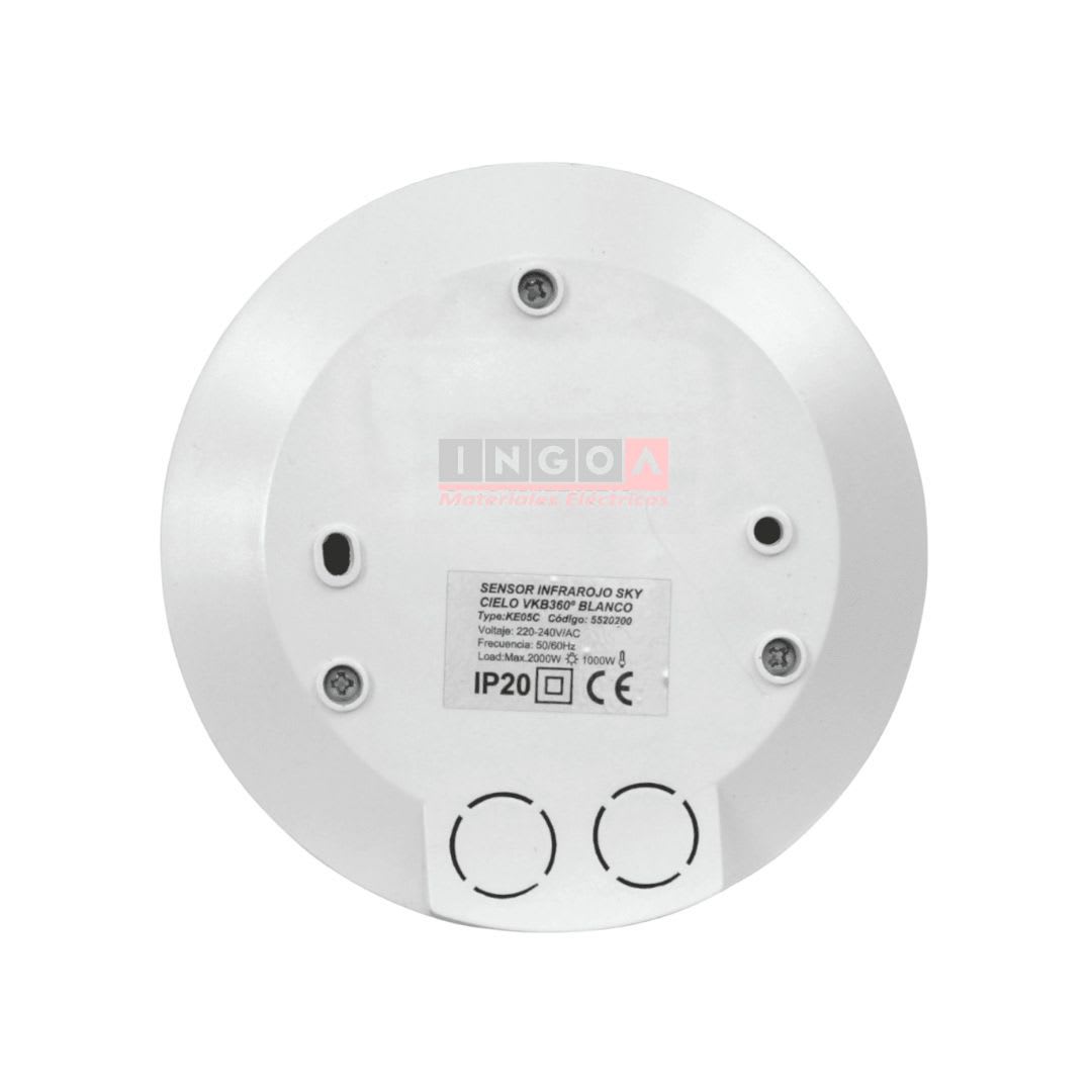 Sensor de Movimiento 360° Sobrep. Infrarrojo 10seg-15min IP20-VKB3