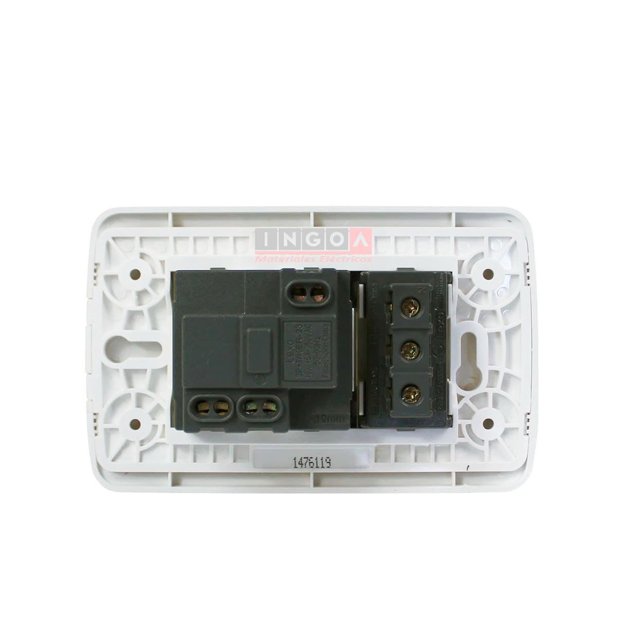 Enchufe Toma Emb. Schuko 10/16A + Enchufe 10A 250V Blanco Lexo3