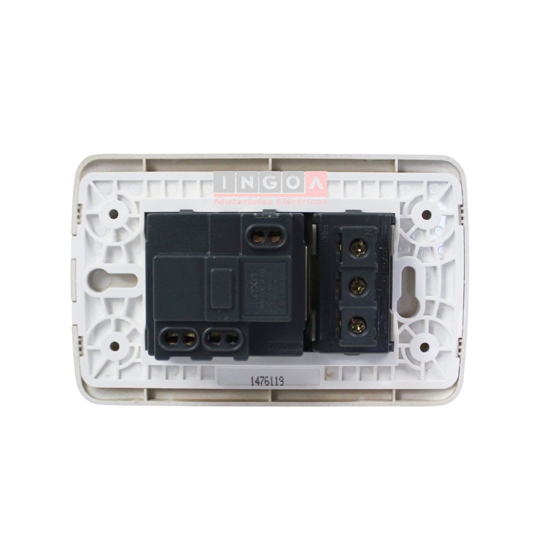 Enchufe Toma Emb. Schuko 10/16A + Enchufe 10A 250V Beige/Titanio Lexo3