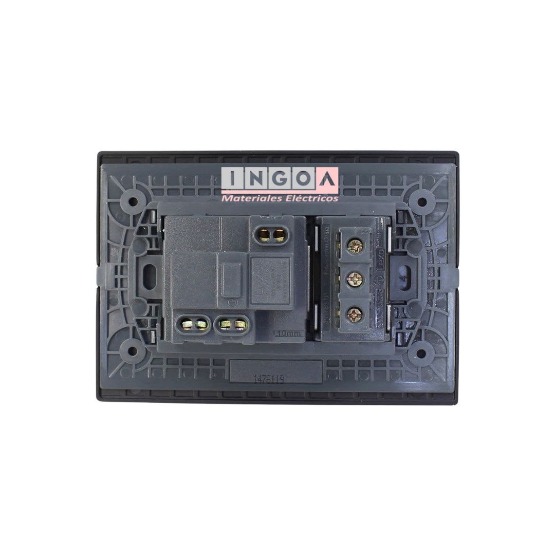 Enchufe Toma Emb. Schuko 10/16A + Enchufe 10A 250V Negro Linea Andes Lexo - Vista 3