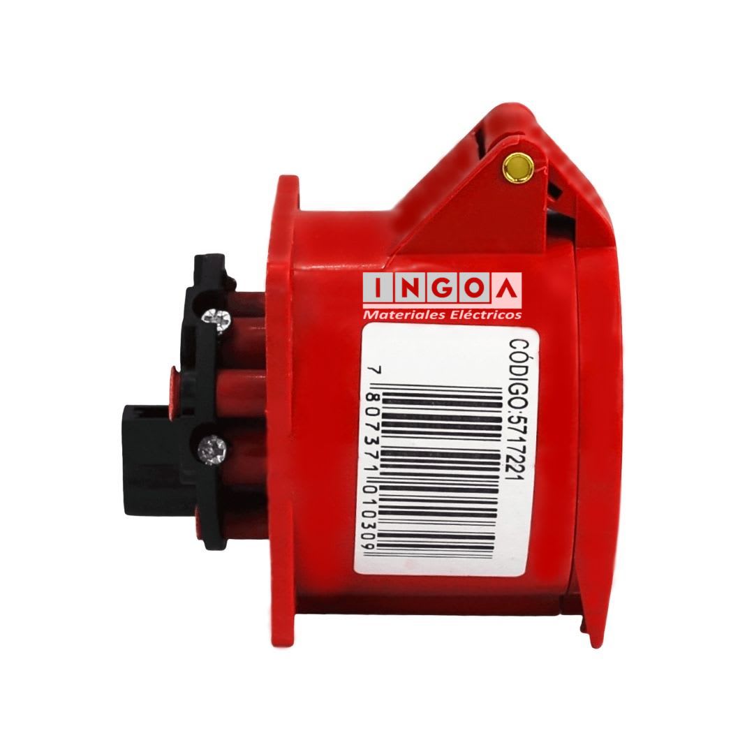 Enchufe Ind. Hembra Embutida 3P+N+T 32A 380V IP44 - Lexo - Vista 4