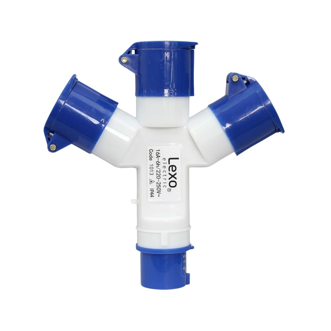 Enchufe Ind. Derivacion 3 Hembras 2P+T 16A 250V IP44 Pulpo Lexo 0