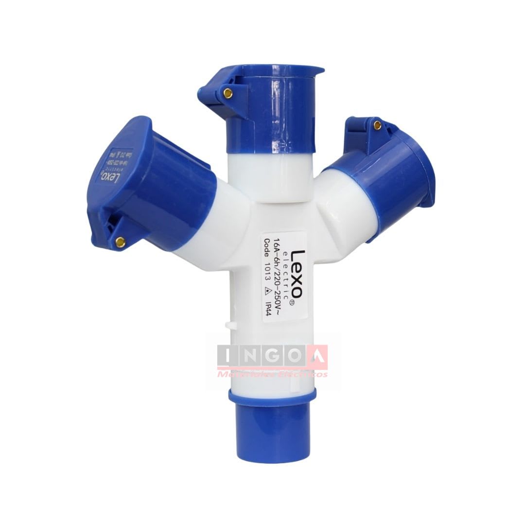 Enchufe Ind. Derivacion 3 Hembras 2P+T 16A 250V IP44 Pulpo Lexo2