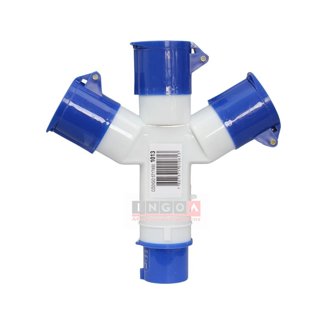 Enchufe Ind. Derivacion 3 Hembras 2P+T 16A 250V IP44 Pulpo Lexo3