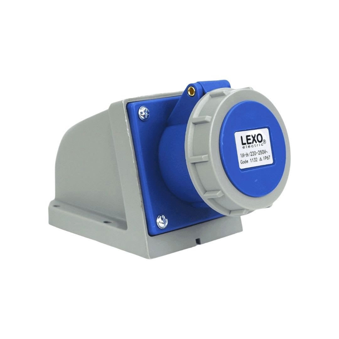Enchufe Ind. Hembra Sobrepuesta 2P+T 16A 220V IP67 - Lexo 0