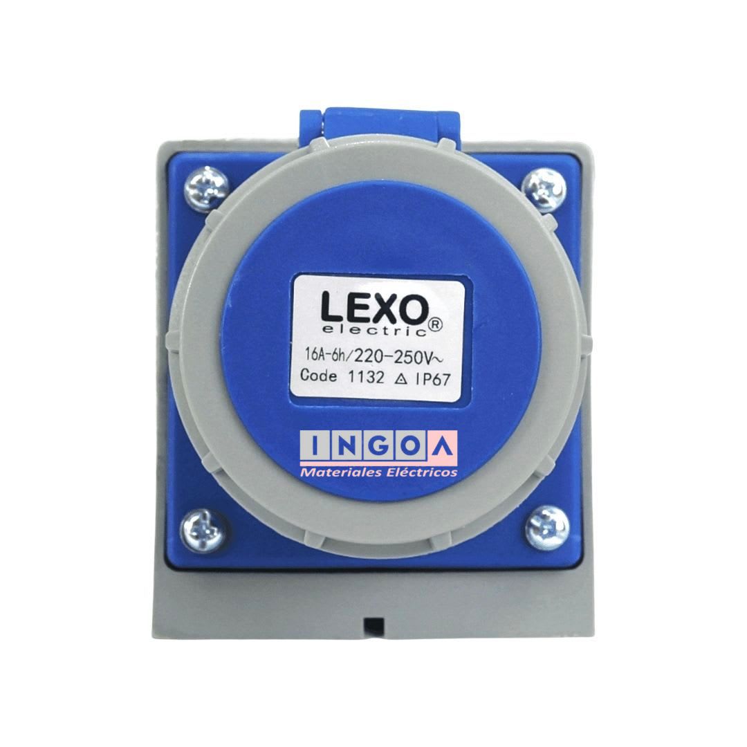 Enchufe Ind. Hembra Sobrepuesta 2P+T 16A 220V IP67 - Lexo - Vista 2