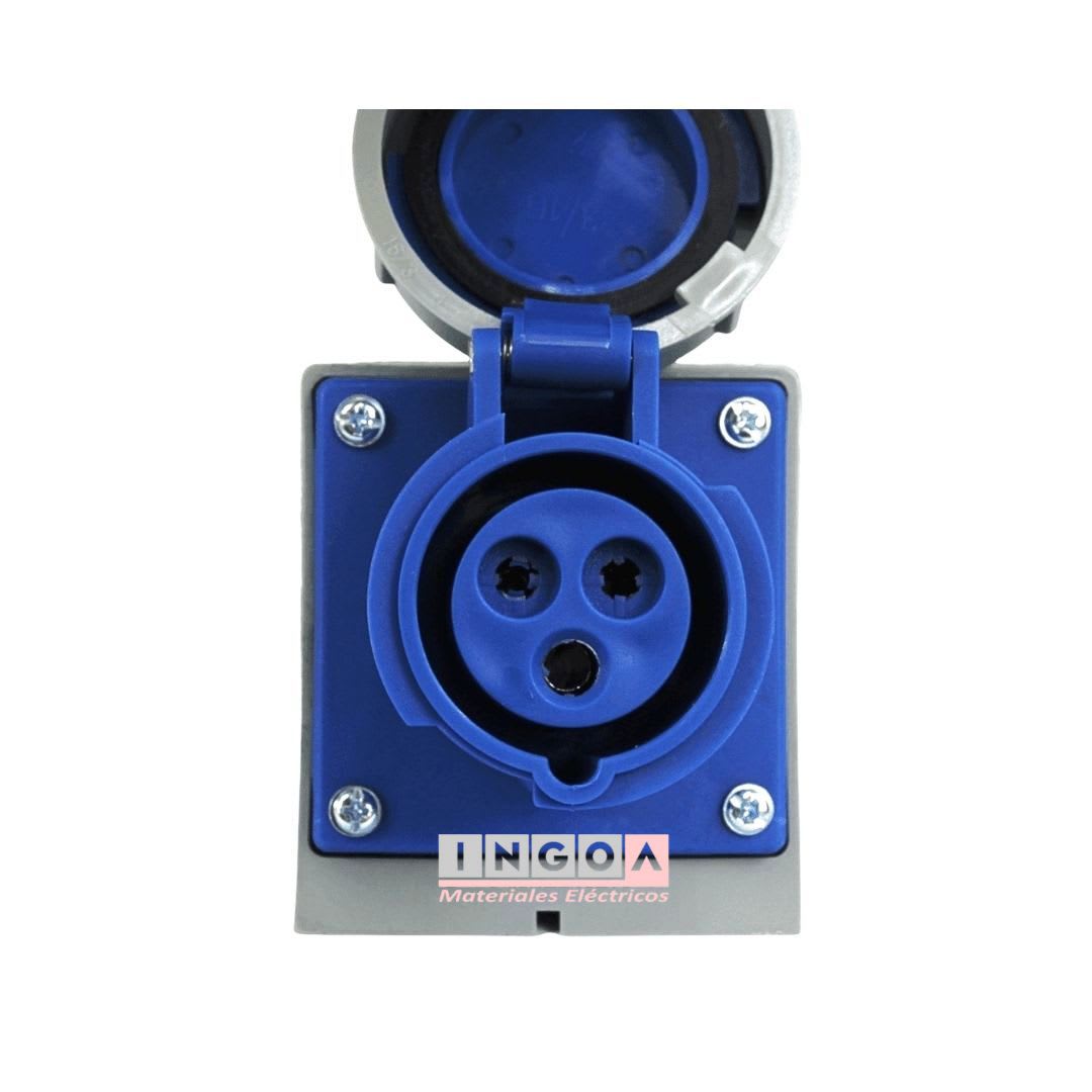 Enchufe Ind. Hembra Sobrepuesta 2P+T 16A 220V IP67 - Lexo3