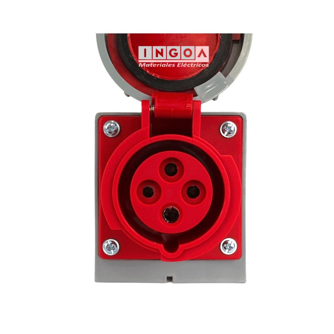 Enchufe Ind. Hembra Sobrepuesta 3P+T 16A 380V IP67 - Lexo - Vista 3
