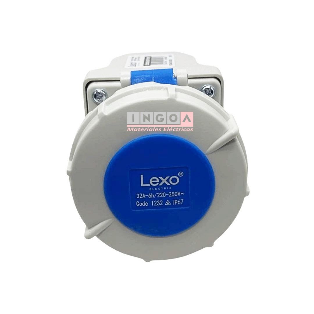 Enchufe Ind. Hembra Sobrepuesta 2P+T 32A 220V IP67 - Lexo2