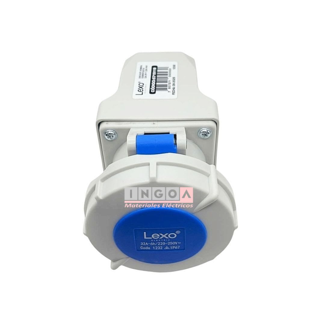 Enchufe Ind. Hembra Sobrepuesta 2P+T 32A 220V IP67 - Lexo5