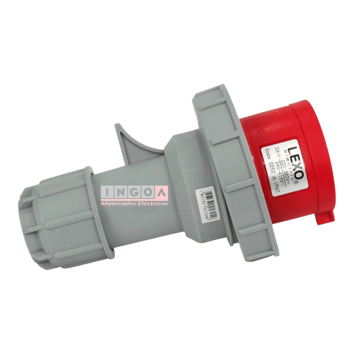 Enchufe Ind. Macho Volante 3P+N+T 32A 380V IP67 - Lexo - Vista 3