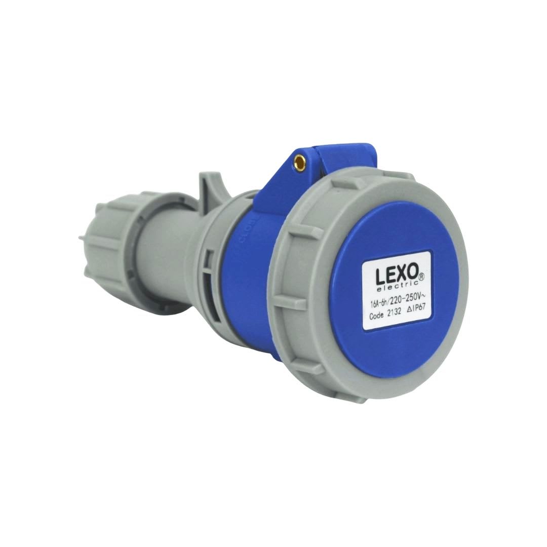 Enchufe Ind. Hembra Volante 2P+T 16A 220V IP67 - Lexo 0