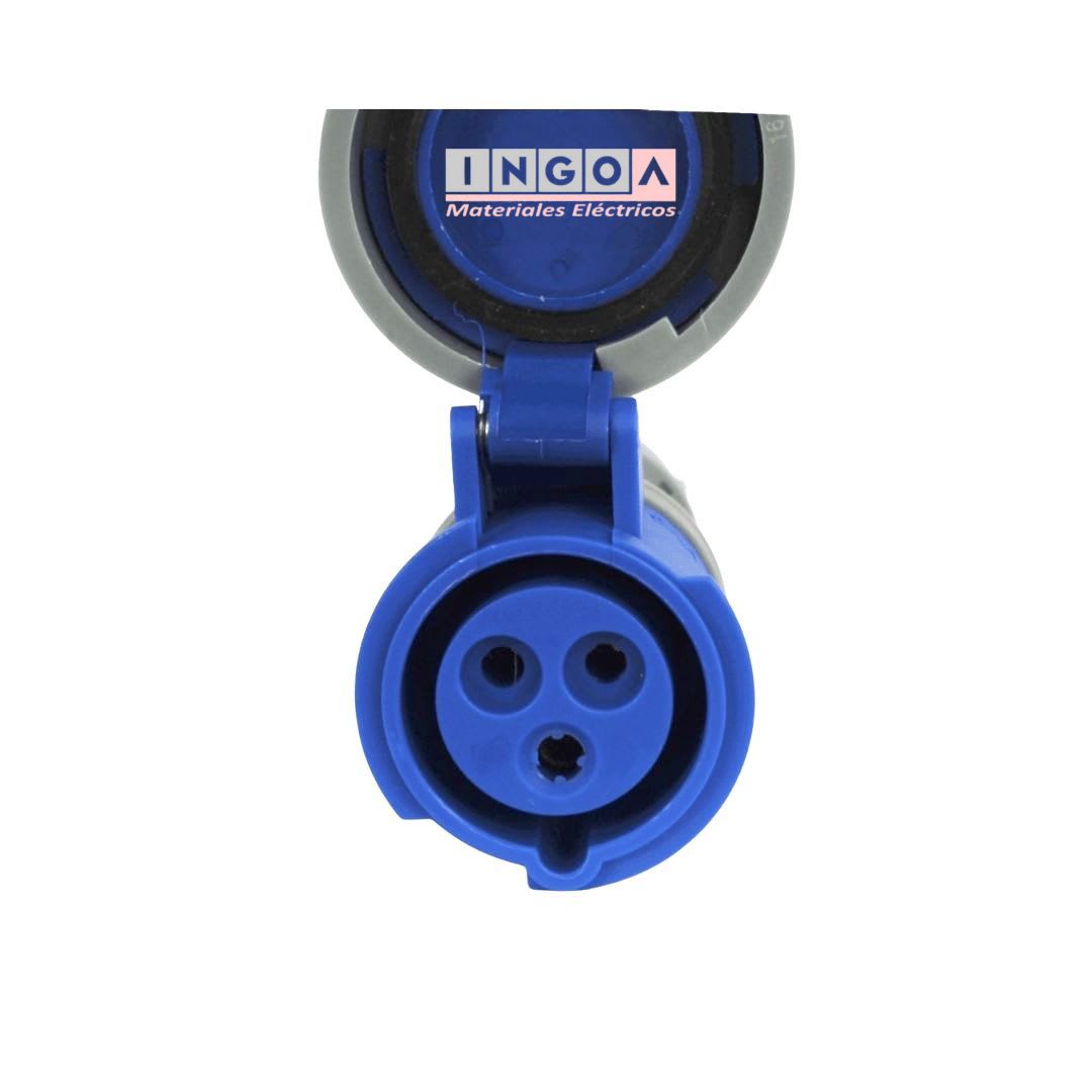 Enchufe Ind. Hembra Volante 2P+T 16A 220V IP67 - Lexo4