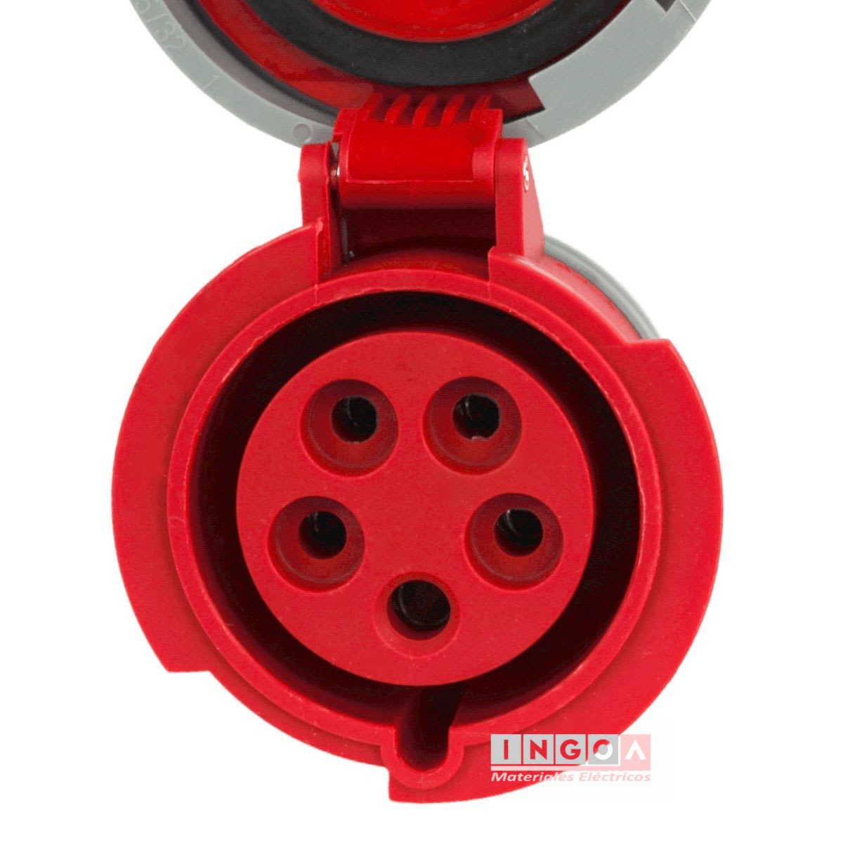 Enchufe Ind. Hembra Volante 3P+N+T 32A 380V IP67 - Lexo - Vista 3