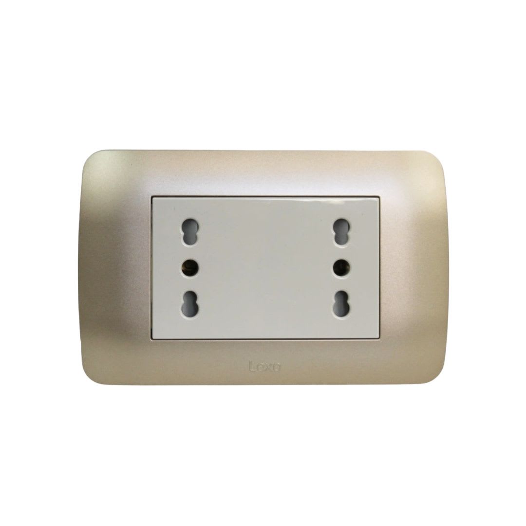 Enchufe Doble Puenteado Emb. 10/16A 250V Mod. Beige Placa Titanio Lexo 0