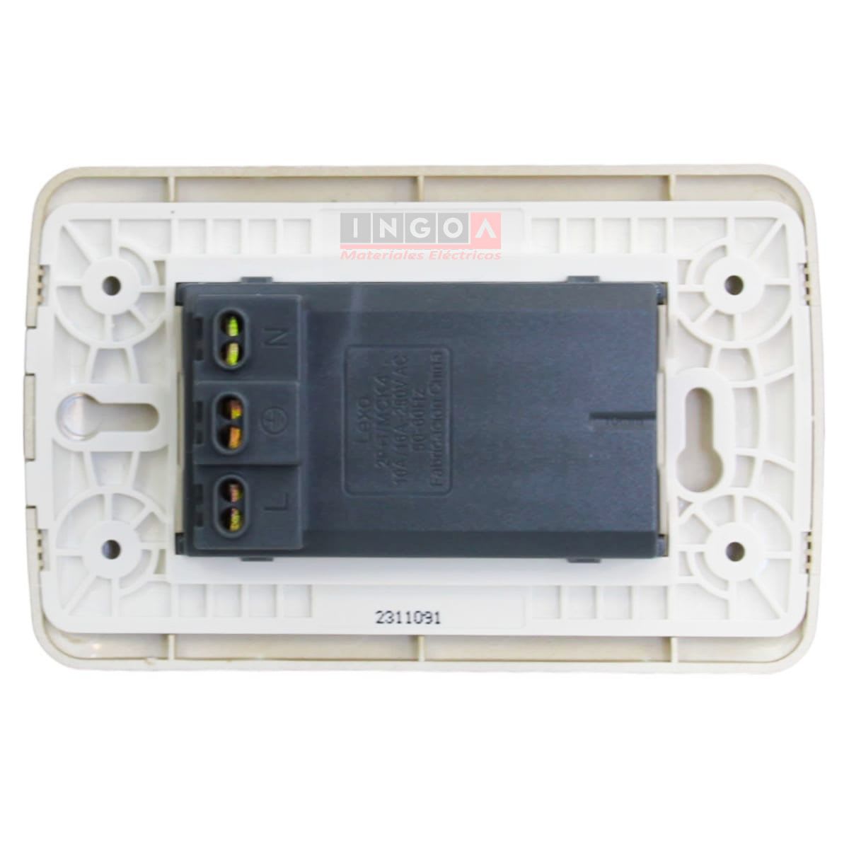 Enchufe Doble Puenteado Emb. 10/16A 250V Mod. Beige Placa Titanio Lexo3