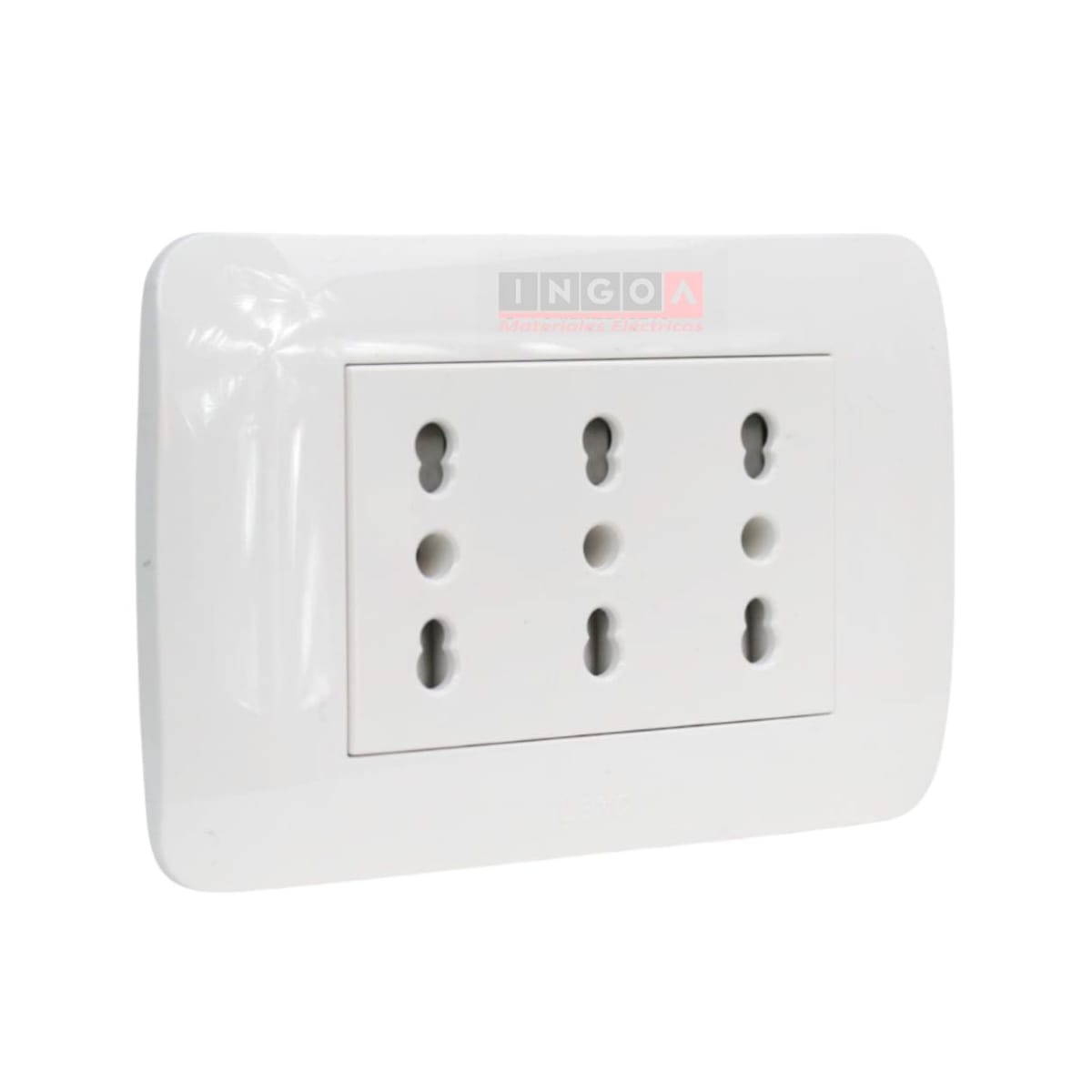 Enchufe Triple Puenteado Emb. 10/16A 250V Blanco Lexo - Vista 2