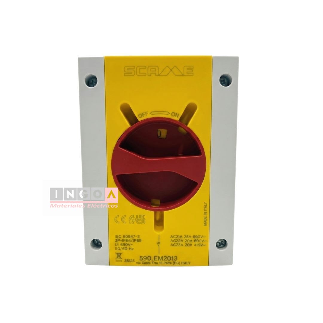 Interruptor de Maniobra Rotativo 3 Polos 20A IP65 (Uso Emergencia) Scame2