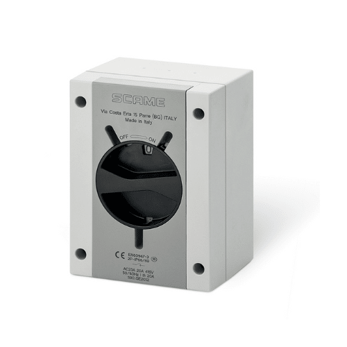 Int. de maniobra Rotatorio 20A 3 Polos Serie Isolators IP65 105X150X82mm - Scame 0