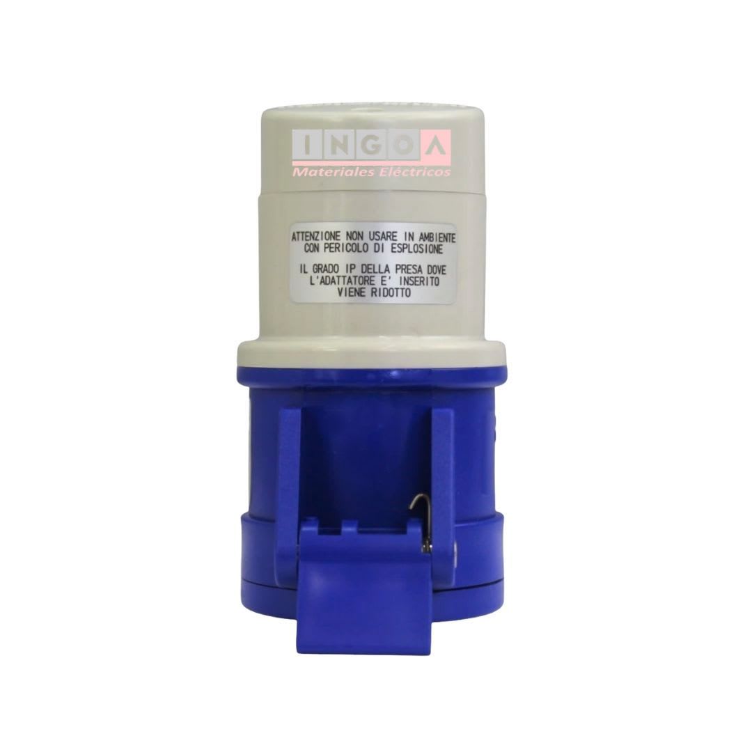 Enchufe Adaptador Ind. IP20 - de 16A 250V a Toma 2P+T (Domiciliario a Industrial) - Scame - Vista 3