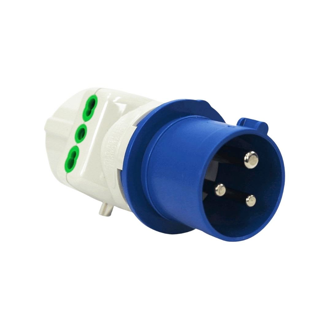 Enchufe Adaptador Ind. IP44 - 3 Tomas 2P+T 10/16A 250V (Industrial a Domiciliario) 0