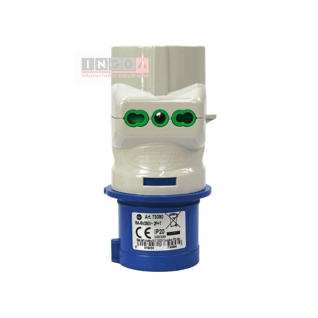 Enchufe Adaptador Ind. IP44 - 3 Tomas 2P+T 10/16A 250V (Industrial a Domiciliario) - Vista 3