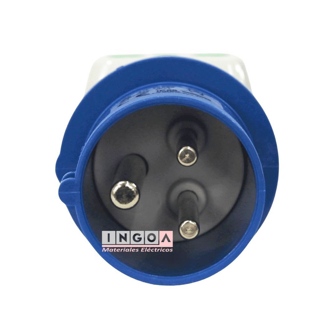 Enchufe Adaptador Ind. IP44 - 3 Tomas 2P+T 10/16A 250V (Industrial a Domiciliario) - Vista 4