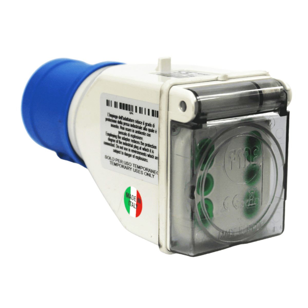 Enchufe Adaptador Ind. IP44 - 2 Tomas 2P+T 10/16A 250V (Industrial a Domiciliario) 0