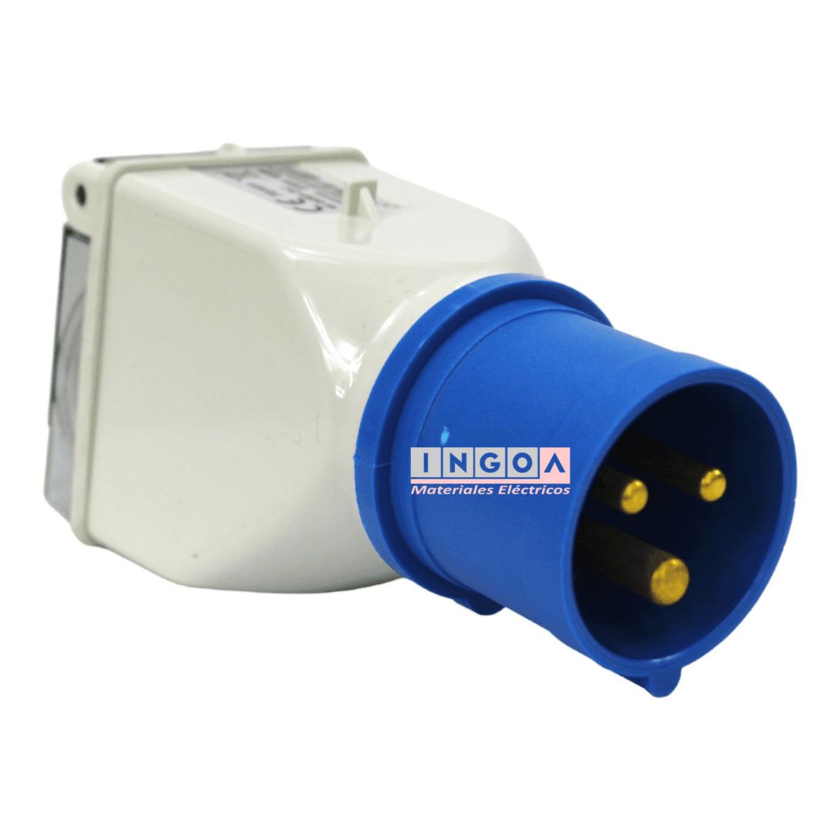 Enchufe Adaptador Ind. IP44 - 2 Tomas 2P+T 10/16A 250V (Industrial a Domiciliario) - Vista 2