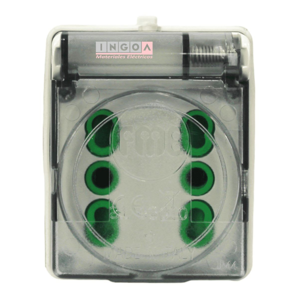 Enchufe Adaptador Ind. IP44 - 2 Tomas 2P+T 10/16A 250V (Industrial a Domiciliario) - Vista 5