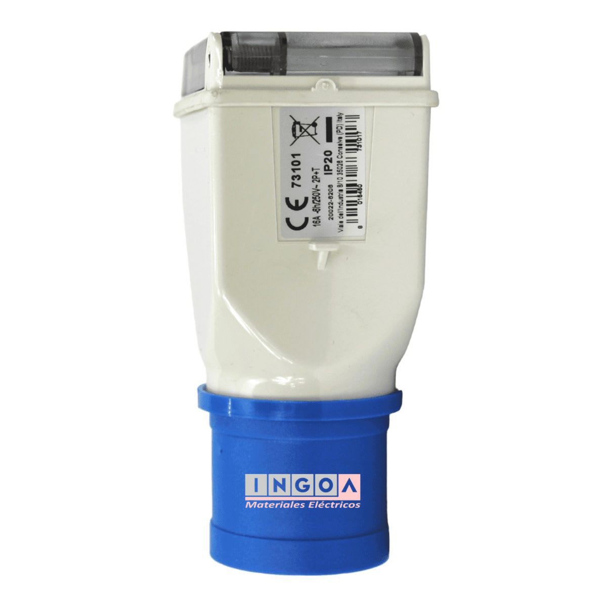 Enchufe Adaptador Ind. IP44 - 2 Tomas 2P+T 10/16A 250V (Industrial a Domiciliario) - Vista 7