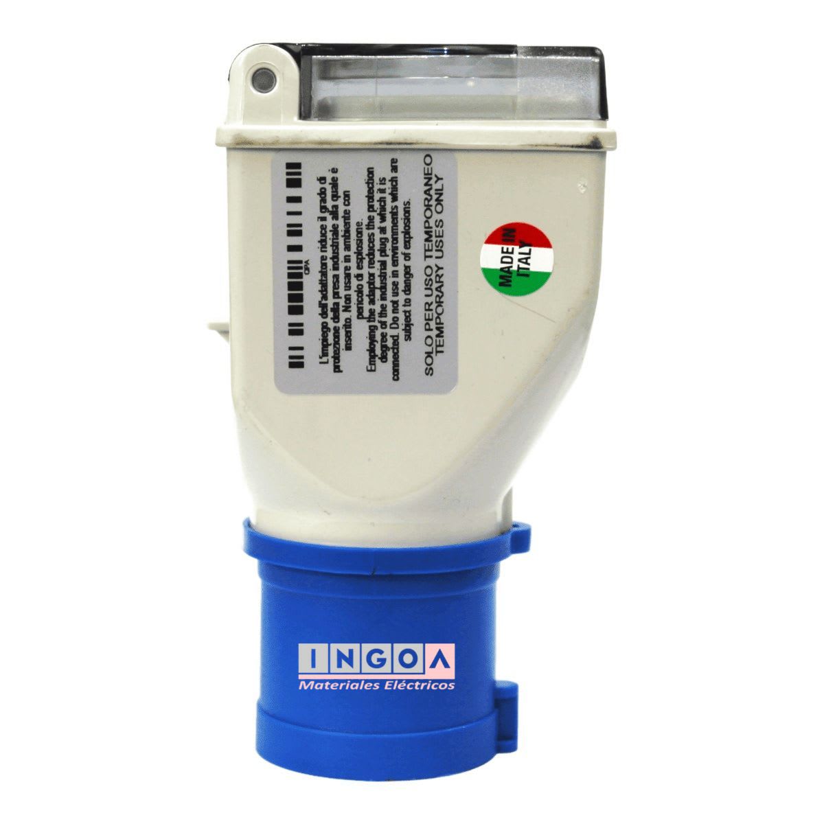 Enchufe Adaptador Ind. IP44 - 2 Tomas 2P+T 10/16A 250V (Industrial a Domiciliario) - Vista 8