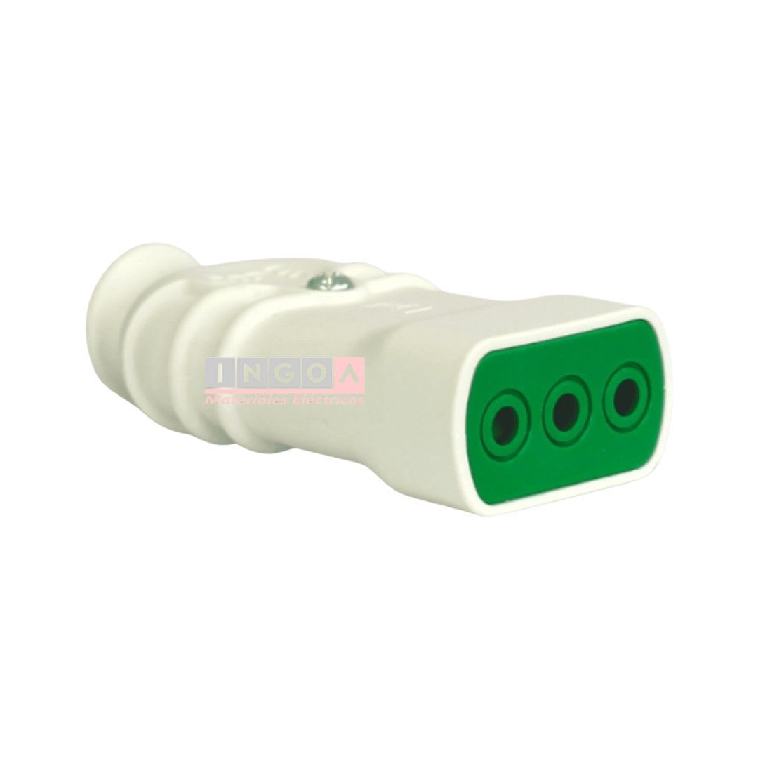 Enchufe Hembra Volante 2P+T 10A 250V Dom. Blanco - Fanton - Vista 2