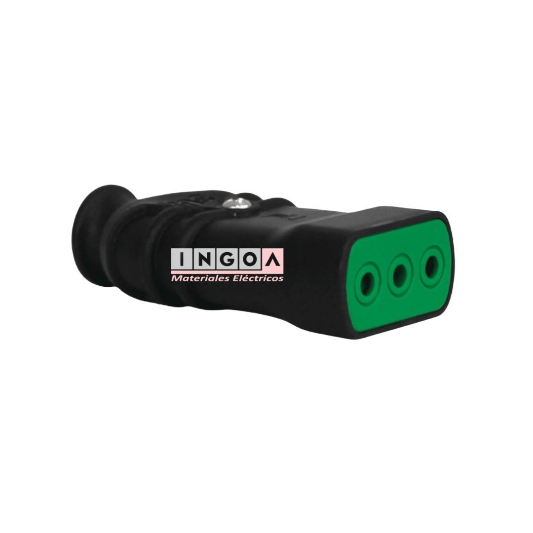 Enchufe Hembra Volante 2P+T 10A 250V Dom. Negro - Fanton - Vista 2