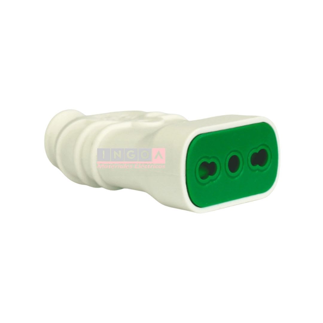 Enchufe Hembra Volante 2P+T 10/16A 250V Dom. Blanco - Fanton - Vista 2