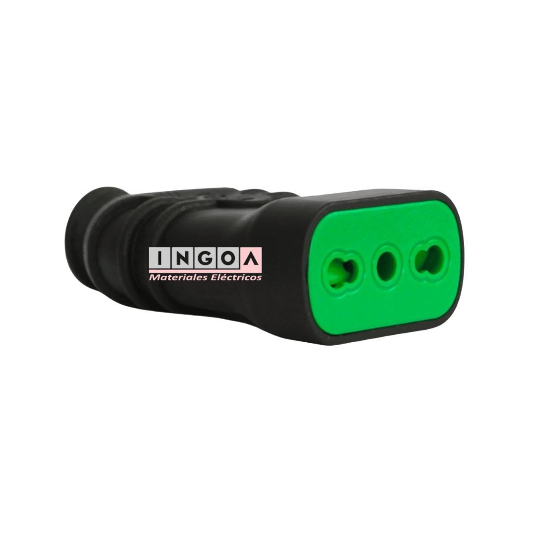 Enchufe Hembra Volante 2P+T 10/16A 250V Dom. Negro - Fanton - Vista 2