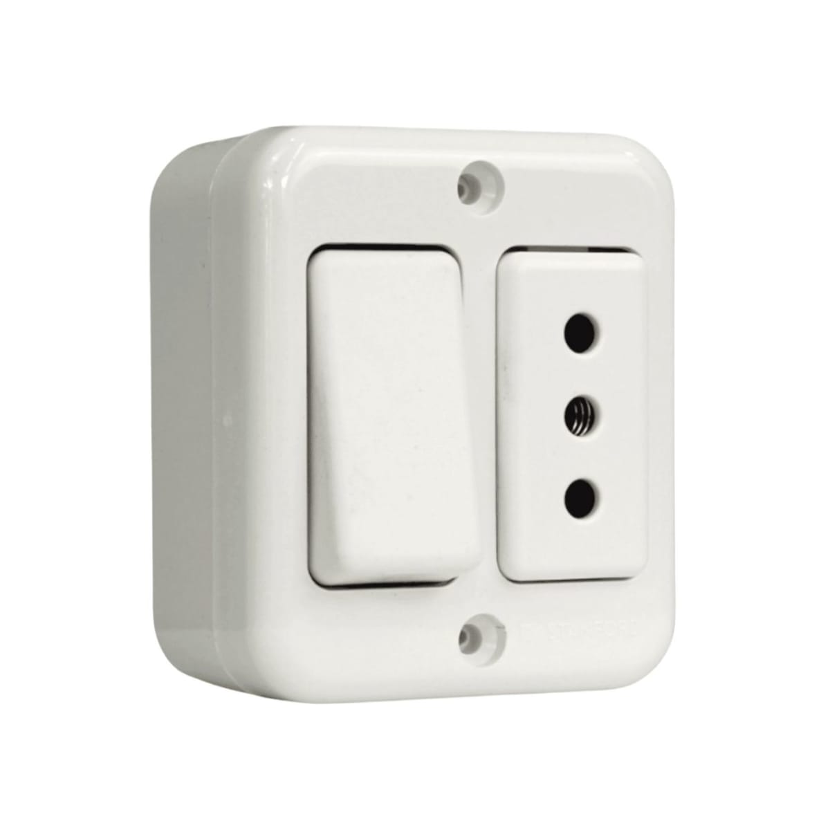 Interruptor Simple Sobrepuesto 9/12 + Enchufe Simple 10A - Stanford 0