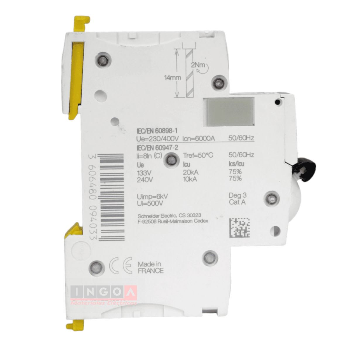 Int. Automatico Schneider IC60N - 1x10A 10KA C Acti9 A9F771103