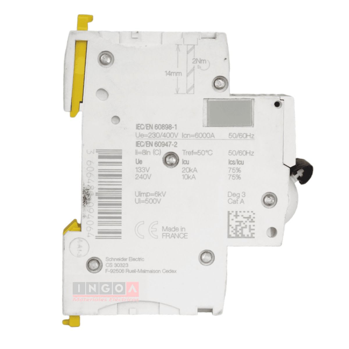 Int. Automatico Schneider IC60N - 1x25A 10KA C Acti9 A9F771253