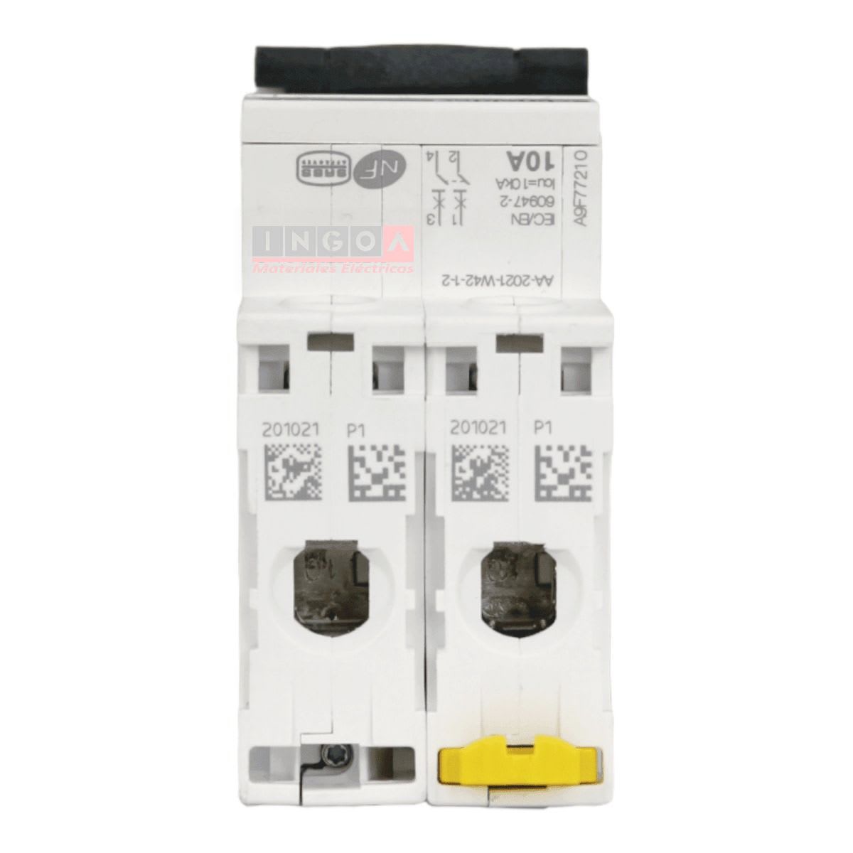 Int. Automatico Schneider IC60N - 2x10A 10KA C Acti9 A9F77210 - Vista 5
