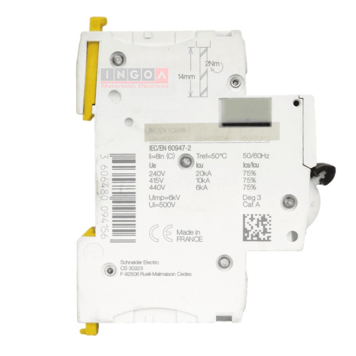 Int. Automatico Schneider IC60N - 2x25A 10KA C Acti9 A9F77225 - Vista 4
