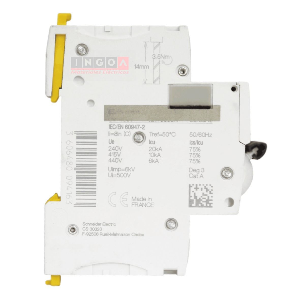 Int. Automatico Schneider IC60N - 2x32A 10KA C Acti9 A9F77232 - Vista 4