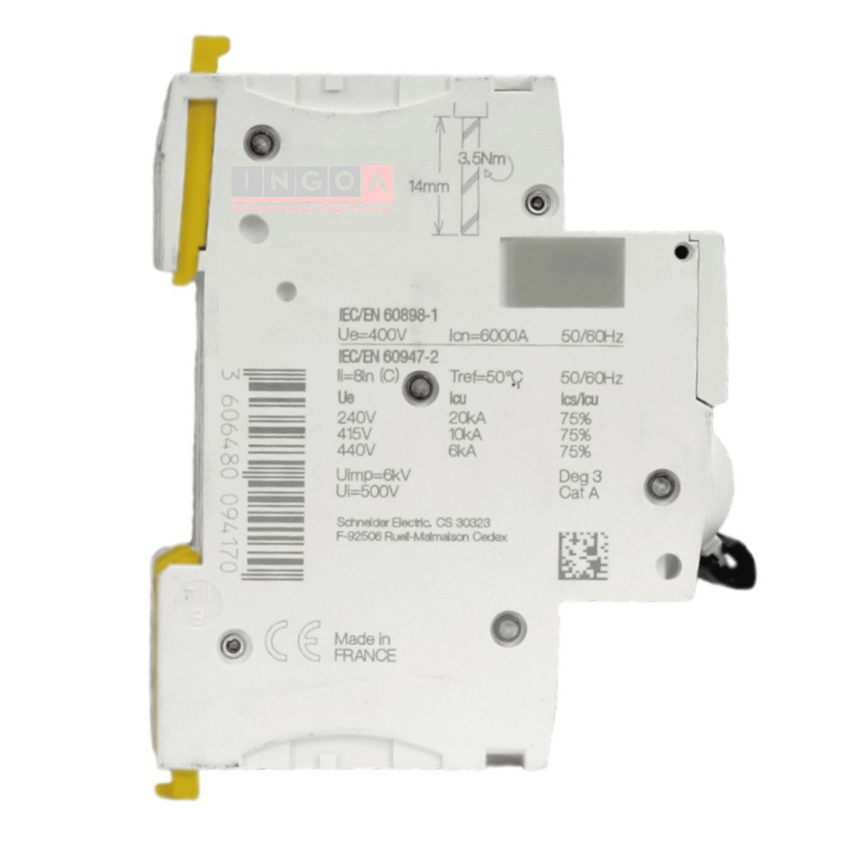 Int. Automatico Schneider IC60N - 2x40A 10KA C Acti9 A9F77240 - Vista 4