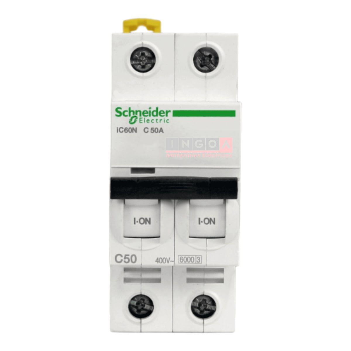 Int. Automatico Schneider IC60N - 2x50A 10KA C Acti9 A9F77250 - Vista 2