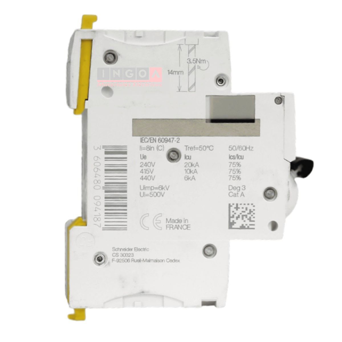 Int. Automatico Schneider IC60N - 2x50A 10KA C Acti9 A9F77250 - Vista 4