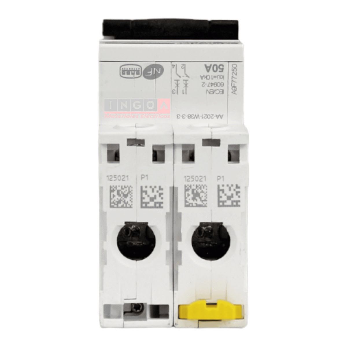 Int. Automatico Schneider IC60N - 2x50A 10KA C Acti9 A9F77250 - Vista 5
