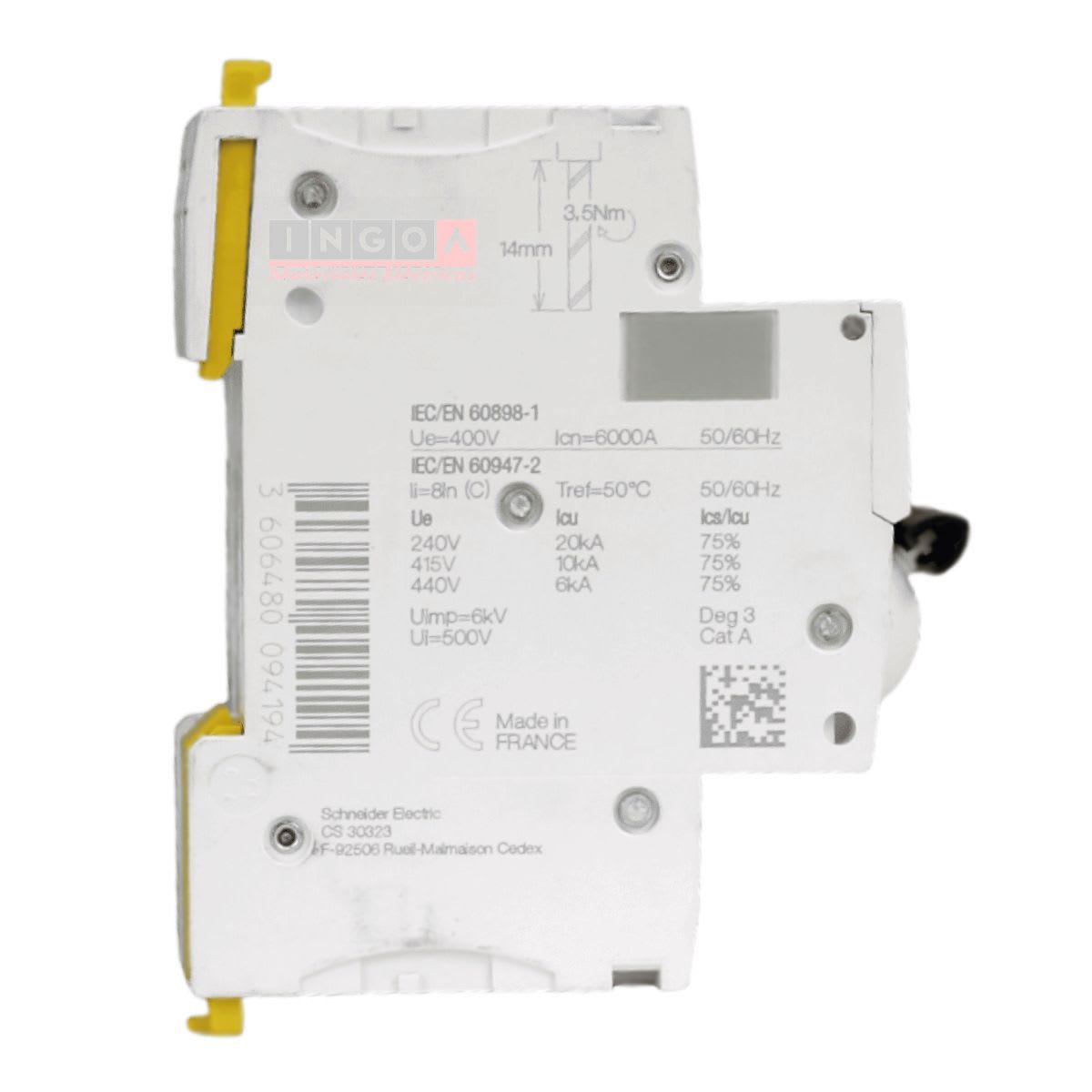 Int. Automatico Schneider IC60N - 2x63A 10KA C Acti9 A9F77263 - Vista 4