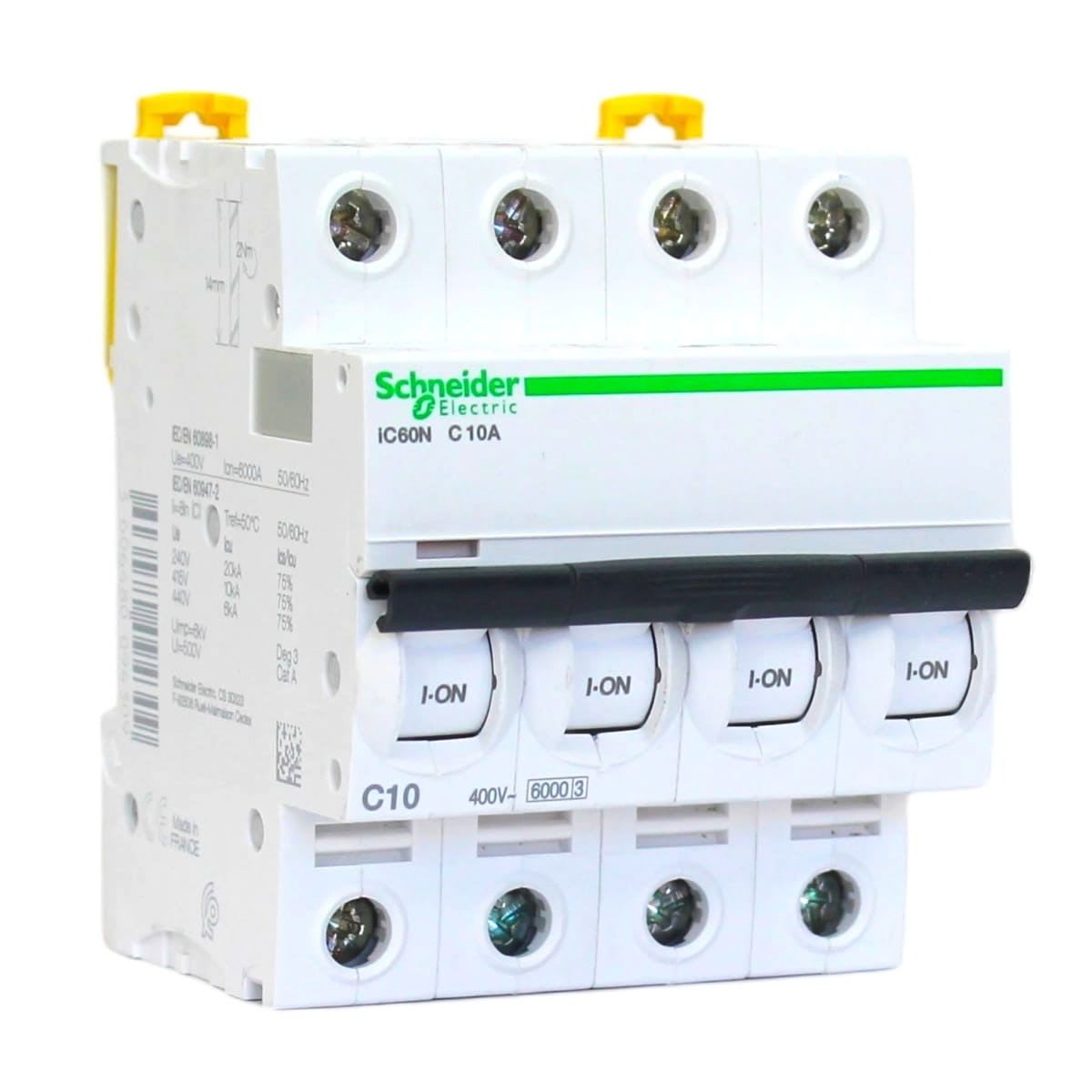 Int. Automatico Schneider IC60N - 4x10A 10KA C Acti9 A9F77410 0