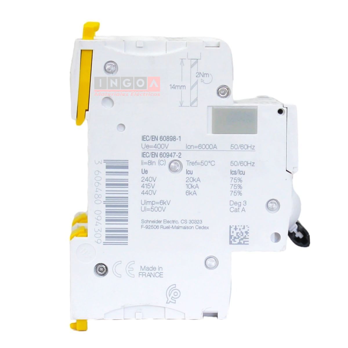 Int. Automatico Schneider IC60N - 4x10A 10KA C Acti9 A9F77410 - Vista 4