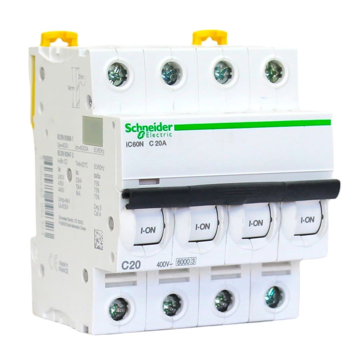 Int. Automatico Schneider IC60N - 4x20A 10KA C Acti9 A9F77420 - Imagen Principal